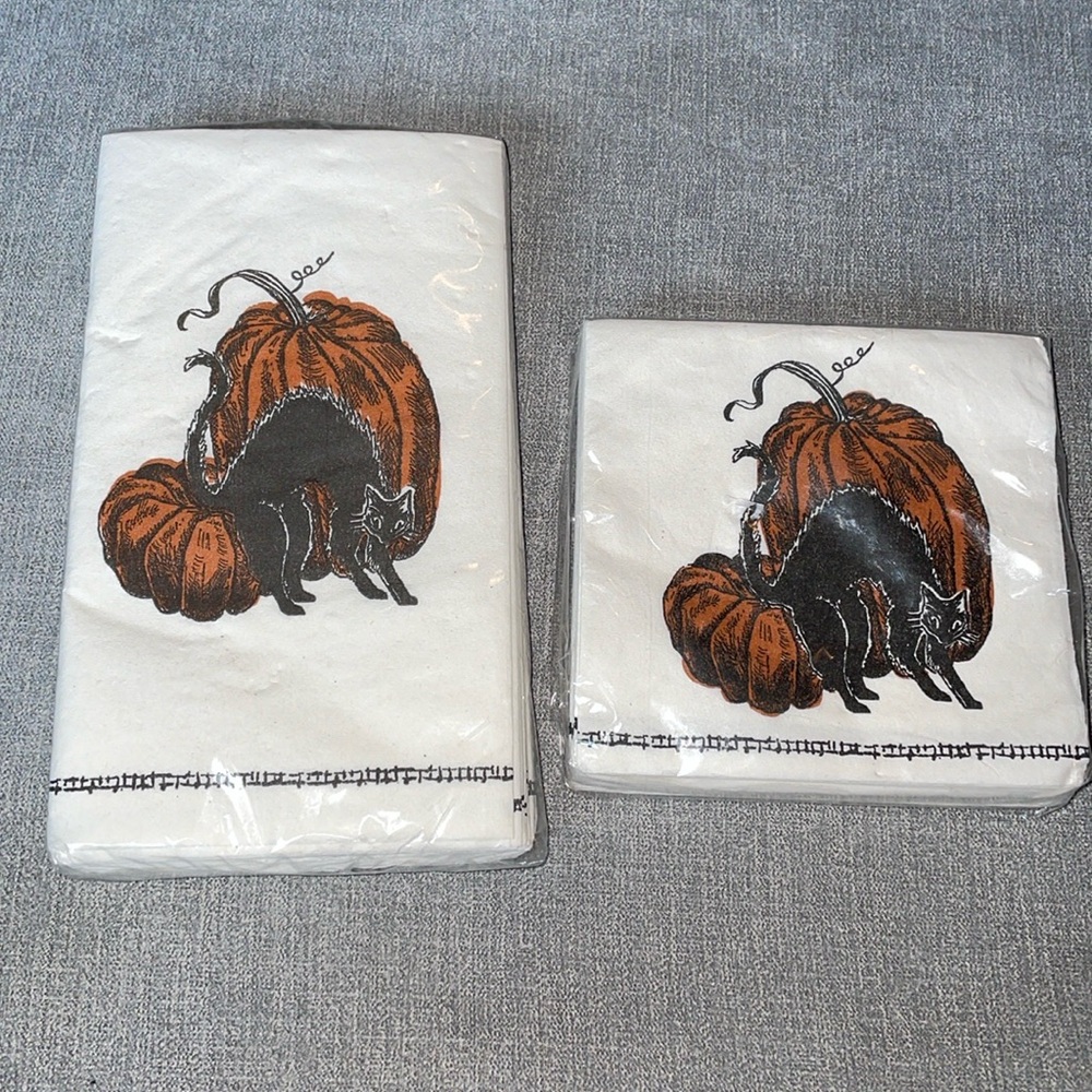 Halloween Black Cat/Pumpkin Napkin Lot